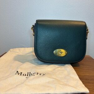 Small leather Mulberry Forest Green Crossbody Bag with Gold Details